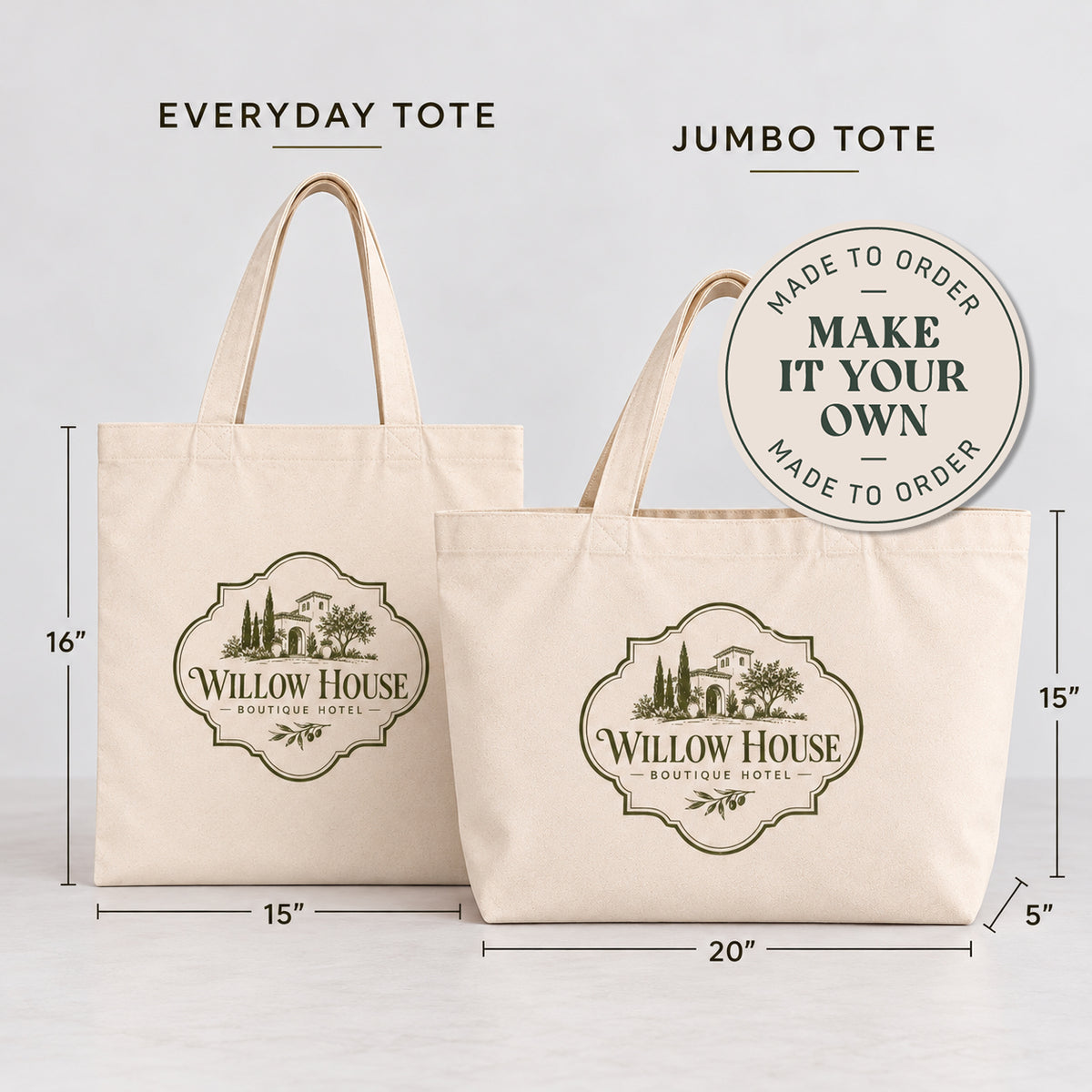Custom Everyday Canvas Tote — Set of 12
