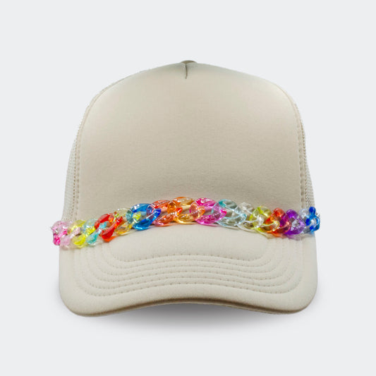Transparent Acrylic Curb Trucker Hat Chain