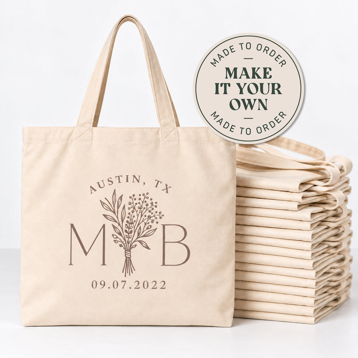 Custom Everyday Canvas Tote — Set of 12