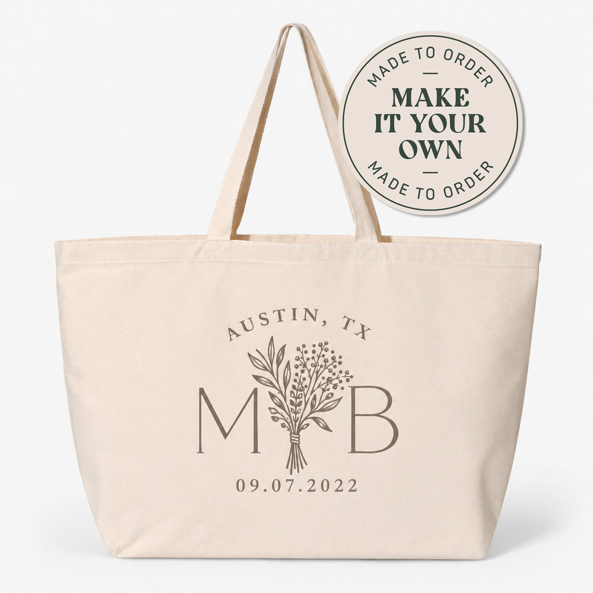 Custom Jumbo Canvas Tote — Set of 12